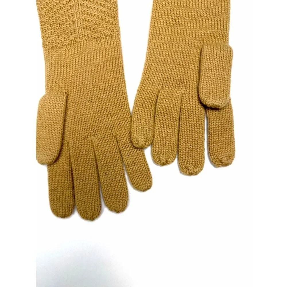 NWOT Lord & Taylor Knit Cashmere Gloves Camel Color One Size Soft Winter
